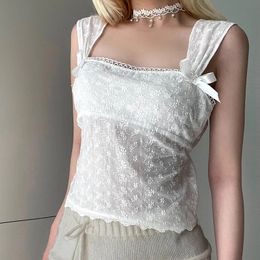 White Sexy Lace Vest Women's Summer Backless Sleeveless Casual Tight Dresses Cutting Top Fashion Bandage Women's Vest 240115