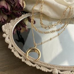 Pendant Necklaces Creativity Moom Shape Necklace For Women Girl Fashion Multi-Layer Zinc Alloy Gold Colour Thick Chain Party Gifts251K