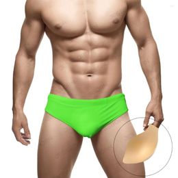 Men's Swimwear Sexy Mens Low Waist Nylon Solid Quick Dry Bathing Suit Pouch Pad Swim Briefs Summer Sport Beach Surfing Trunks