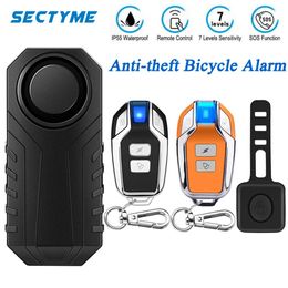 Locks Sectyme Bicycle Alarm Horn Wireless Waterproof AntiTheft Remote Control Vibration Alarm For Bike Motorcycle Electric Scooter