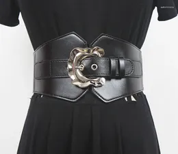 Belts Women's Runway Fashion PU Leather Elastic Cummerbunds Female Dress Corsets Waistband Decoration Wide Belt R719