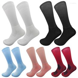 Sports Socks Men Women Sock Mouth Anti-Skid Silicone Bicycle Cycling Solid Color Medium Tube Wear-Resistant Outdoor