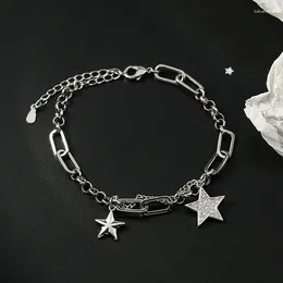 Charm Bracelets Vintage Silver Plated Tassel Crystal Star Bracelet&Bangle For Women Elegant Party Jewelry Gift Sl275
