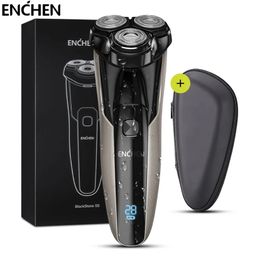 ENCHEN Electric Razor for Men Rechargeable Rotary Shaver with Pop-up Trimmer and Travel Case Wet Dry Dual Use Beard Trimmer240115