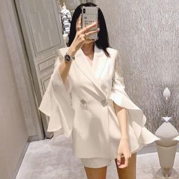 Women's Two Piece Pants Korean Office Wear Sets Women Clothing Style Slim Tassels Blazer Shorts 2 Peice Set Suit 5413