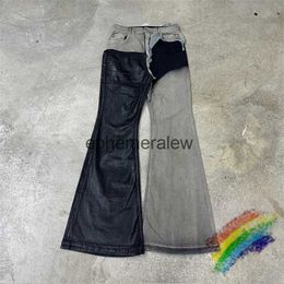 Men's Jeans Patchwork Washed Jeans Men Women Best Quality 2023fw Oversize Denim Trouserephemeralew