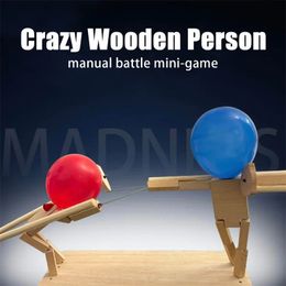 100pcs Balloons Bamboo Man Battle Wooden Bots Battle Game Two-Player Fast-Paced Balloon Battle Game Mutual poke balloon Gift Toy 240112