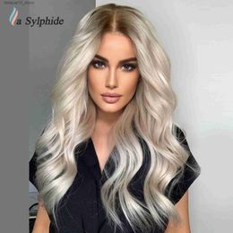 Synthetic Wigs La Sylphide Long Wave Blonde Wig Synthetic Lace Front Wig Daily Party Natural Woman Wigs Heat Resistant Hair Q240115