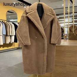 Designer Maxmaras Teddy Bear Coat Womens Cashmere Coats Wool Winter 2024 Autumnwinter 18 Color Star Same Style Fur Particle Camel Fleece m