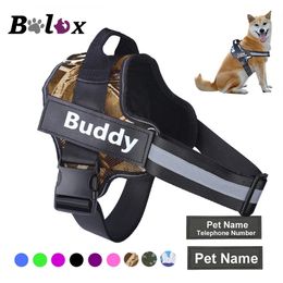 Dog Harness NO PULL Reflective Breathable Adjustable Pet Harness Vest with ID Custom Patch Outdoor Walking Dog Supplies 240115