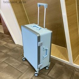 Suitcases New Brand Fashion Luggage Japanese style 20/24/28 inch ins mute wheel boarding travel suitcase aluminum frame trolley luggage Q240115