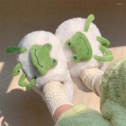 Slippers ASIFN Women's Cotton Creative And Quirky Little Frog Warm Indoor Soft Sole Fashionable Personalised Plush Shoes