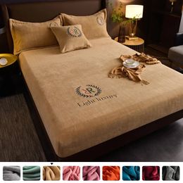 Leorate Velvet Mattress Cover Bed Fitted Sheet Padded Winter Warm Soft Pad Protector 150160180x200cm 240116