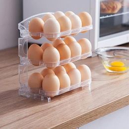 Kitchen Storage 3 Layer Egg Box Foldable Container Refrigerator Organiser Food Containers Holder Fresh-keeping Case Dispenser