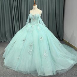 Gorgeous Quinceanera Dresses Ball Gown Sexy Sweetheart Off the Shoulder for 15 Year Applique Lace Beads Tull Long Party Dress for Girl