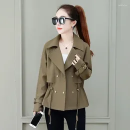 Women's Trench Coats Windbreaker Crop Jackets Women Khaki Double-breasted Short Section For 2024 Spring And Autumn Harajuku Fashion Tops