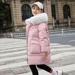 Down Coat Girl Clothes Winter Jacket Faux Fur Waterproof Hooded Long Clothing Outerwear 5-14 Years Teenage Parka Snowwear