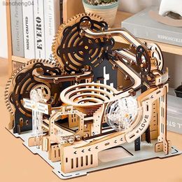 3D Puzzles 3D Wooden Puzzle Marble Run Set DIY Assemble Mechanical Model Building Kits STEAM Educational Toys for Adult Kids Birthday Gifts