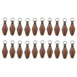 Keychains 20Packs Wooden Keychain Rhombus Blanks Leather Blank Wood Walnut With Keyring For DIY Gift