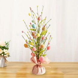 Árvore de ovo de Páscoa 18 polegadas com ornamentos delicados decorações coloridas mesa decoração planta artificial festa presentes de casamento 240116