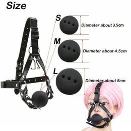 PU Leather Head Harness with Nose Hook Gag Open Mouth Bite Roleplay Restraint Adult Game Product Sex Toys Slave 240115