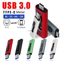 USB Flash Drives USB 3.0 Type-C USB Flash Drive pendrives OTG Pen Drive 32GB 256GB 128GB 64GB USB pendrive Stick 2 in 1 High Speed Pendrive