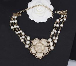 2024 Luxury quality charm necklace with diamond in 18k gold plated have stamp box flower design three lines PS3798A