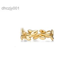 Rings Jewellery t S925 Sterling Silver Olive Leaf Gold Plated Ring with Fashion Crowd 4TZL
