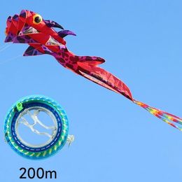 3 Wind Tubes Large Kites 8M Large Animals Goldfish Kites Power Flight Outdoor Flight Easy To Fly Anti Tearing 200M Cable Wheels 240116