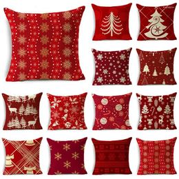 Pillow Red Printed Case4 5x45Office Decor Tree Cover Sofa Winter Snowflake Coushion Covers Bedside Case DF728
