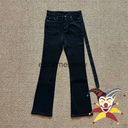 Men's Jeans Batik Washed Flared Pants For Men Women Drawstring Oversize Denim Trouserephemeralew