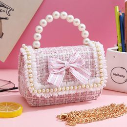 Girls Princess Crossbody Bag Cute Bowknot Kids Linen Purses and Handbags Children's Mini Party Purse Gift 240115