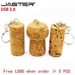 USB Flash Drives JASTER 3.0 Wood cork USB flash drive wooded plug pendrive 8GB 64GB 32GB memory stick customized with keychain wedding gift