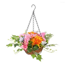 Decorative Flowers Artificial Hanging Basket Vibrant Flower With Hook For Realistic Natural Look Colourful Simulation