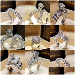 Couple Rings Stainless Steel Wedding Ring For Lovers Ip Sier Color Crystal Couple Rings Set Men Women Engagement 2284 Q2 Drop Deliver Dhgvt