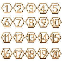 Party Decoration 20Pcs Wooden Hexagonal Table Seat Number Signs For Wedding Birthday Banquet Decor 1-40 Digital Sign