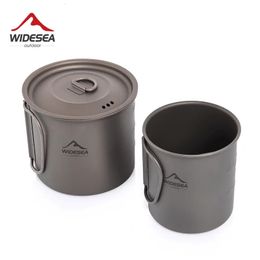 Widesea Camping Mug Cup Tourist Tableware Picnic Utensils Outdoor Kitchen Equipment Travel Cooking set Cookware Hiking 240116