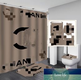 High-end Trendy Waterproof Shower Curtains Ins Toilet Seat Cushion Carpet Bath 4 Pieces Set Bathroom Accessories