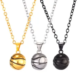 Pendant Necklaces Collare Basketball Stainless Steel Gold/Black Colour Ball Necklace Women Sport Gym & Pendants Men Jewellery P091