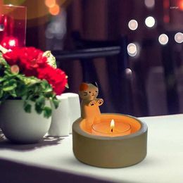 Candle Holders Kitten Holder Handmade Cute Candlestick Gypsum Diffusion Furnace Modern Home Decor Silicone Concrete