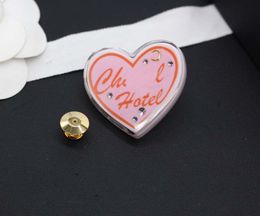 2024 Luxury quality charm heart shape with pink Colour in 18k gold plated have stamp box words design PS3807A