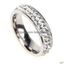 Band Rings Top Quality 925 Sier Austria Cubic Diamond Crystal Wedding Ring For Women Stainless Steel Zirconengagement Rings Anillos A Dhnxf