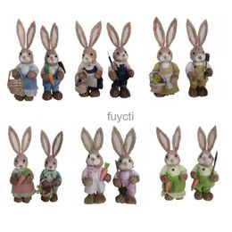 Other Event Party Supplies 2Pcs/set 6 Styles Cute Straw Rabbit Bunny Easter Decorations Holiday Home Garden Wedding Ornament Photo Props Crafts YQ240116