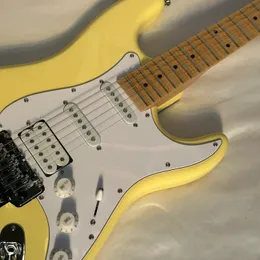 Cream Yellow st Electric Guitar white body with custom head Free Ship