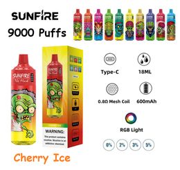 USA EU Local Warehouse Original Sunfire 9000 Puffs 10K 15k Puff Disposable vape Pen Germany Netherlands Best Selling E Cigarette 18ml 600mAh Vape 10000 puffs Bar