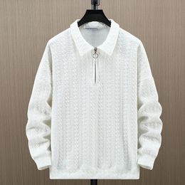 170KG 10XL Autumn Polo Collar Plus Size Teenagers Knit Sweater Off White Black Men Pullover Boys 9XL 8XL 7XL Loose Sport Clothes 240116