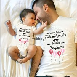 Family Matching Outfits Our First Father's Day Together Family Outfit Fathers Day Family Matng Outfits Daddy Tshirt+ Baby Romper Festival Best Gifts H240508