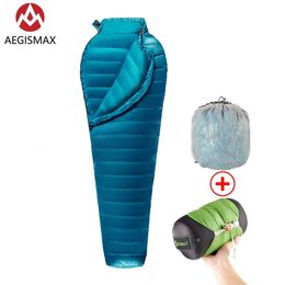 AEGISMAX M2 upgrade Ultralight Mummy 95%White Goose Down Sleeping Bag Outdoor Camping Hiking Fully lining structure 240116