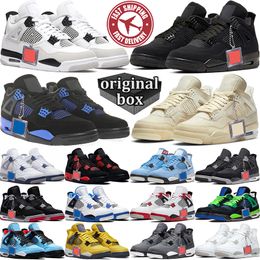 with box 4s military black cat basketball shoes 4 for men women white oreo sail university blue red thunder midnight navy bred cool grey infrared sports trainer