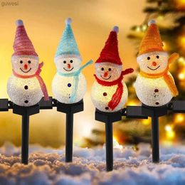 Lawn Lamps New Christmas Solar Power Snowman Light Outdoor Waterproof Lawn Lamps Garden LED Garland Yard Fence Light for Holiday Decoration YQ240116